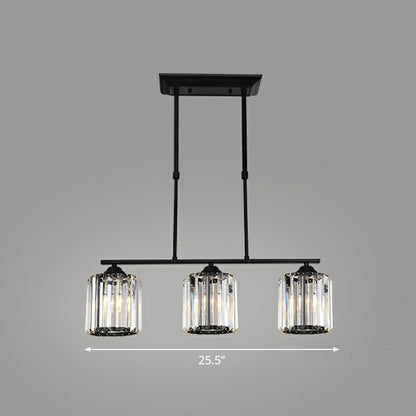 Geometrical Crystal Ceiling Chandelier Minimalist Black Hanging Light Fixture for Restaurant 3 Black Round Clearhalo 'Ceiling Lights' 'Chandeliers' 'Modern Chandeliers' 'Modern' Lighting' 2389766