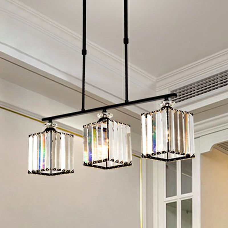 Geometrical Crystal Ceiling Chandelier Minimalist Black Hanging Light Fixture for Restaurant Clearhalo 'Ceiling Lights' 'Chandeliers' 'Modern Chandeliers' 'Modern' Lighting' 2389767