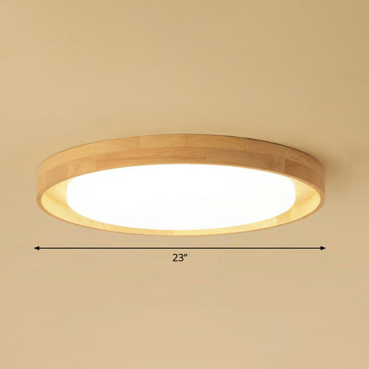 Ultrathin Round Bedroom Flushmount Light Wooden Nordic LED Ceiling Mount Light Fixture Wood 23" Clearhalo 'Ceiling Lights' 'Close To Ceiling Lights' 'Close to ceiling' 'Flush mount' Lighting' 2389799