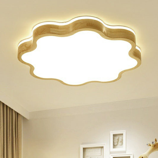 Acrylic Floral Flush Mount Ceiling Fixture Simplicity Wood LED Flush Light for Bedroom Clearhalo 'Ceiling Lights' 'Close To Ceiling Lights' 'Close to ceiling' 'Flush mount' Lighting' 2389806