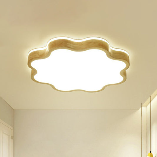 Acrylic Floral Flush Mount Ceiling Fixture Simplicity Wood LED Flush Light for Bedroom Clearhalo 'Ceiling Lights' 'Close To Ceiling Lights' 'Close to ceiling' 'Flush mount' Lighting' 2389810