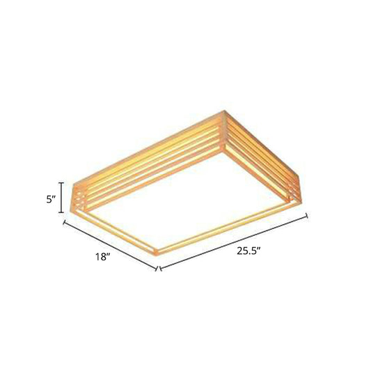 Wooden Square Ceiling Flush Light Minimalistic Beige LED Flush-Mount Light Fixture Wood 18" Clearhalo 'Ceiling Lights' 'Close To Ceiling Lights' 'Close to ceiling' 'Flush mount' Lighting' 2389817