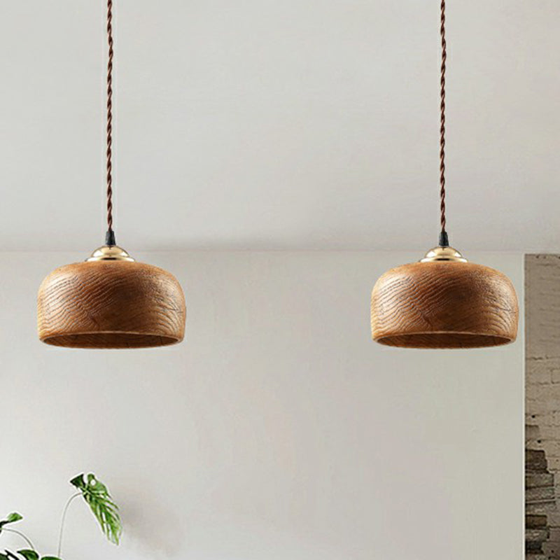 Single-Bulb Restaurant Suspension Light Nordic Pendant Lamp with Bowl Wooden Shade Clearhalo 'Ceiling Lights' 'Modern Pendants' 'Modern' 'Pendant Lights' 'Pendants' Lighting' 2389873