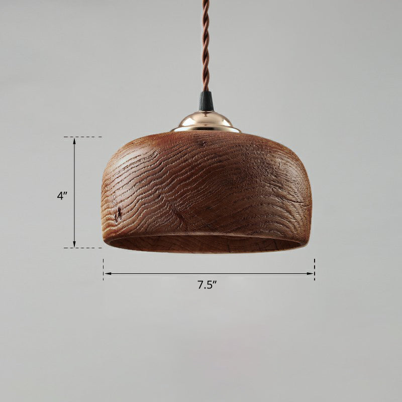 Single-Bulb Restaurant Suspension Light Nordic Pendant Lamp with Bowl Wooden Shade Clearhalo 'Ceiling Lights' 'Modern Pendants' 'Modern' 'Pendant Lights' 'Pendants' Lighting' 2389881