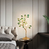 Tree Bedside Table Light Natural Agate 4-Light Art Deco Nightstand Lamp with Gold Base Green Clearhalo 'Lamps' 'Table Lamps' Lighting' 2389930