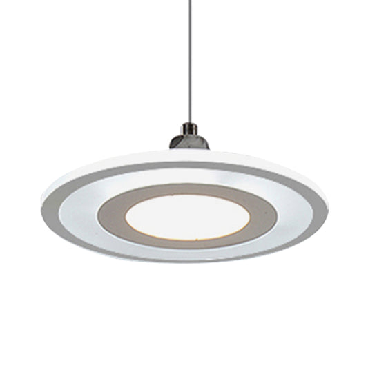 Contemporary LED Drop Pendant with Acrylic Shade White Circle Hanging Ceiling Lamp in Warm/White/Inner Warm Outer White Light Clearhalo 'Ceiling Lights' 'Modern Pendants' 'Modern' 'Pendant Lights' 'Pendants' Lighting' 238995
