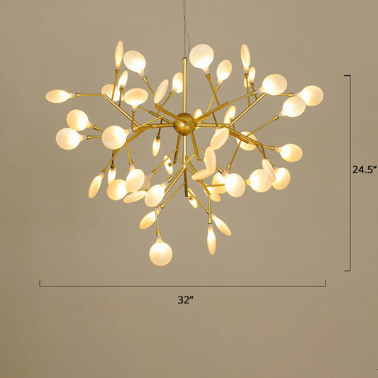 Firefly Chandelier Lighting Nordic Style Acrylic Restaurant LED Pendant Lamp in Gold 45 Gold Clearhalo 'Ceiling Lights' 'Chandeliers' 'Modern Chandeliers' 'Modern' Lighting' 2389977