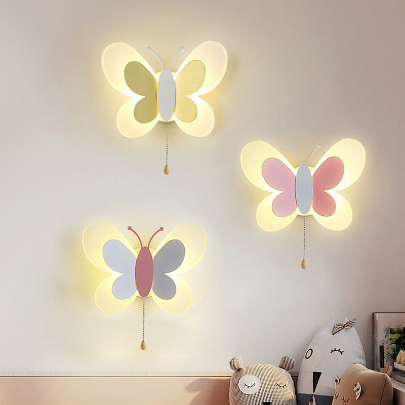 Decorative Butterfly Sconce Light Acrylic Childrens Bedroom LED Wall Mounted Lamp Clearhalo 'Wall Lamps & Sconces' 'Wall Lights' Lighting' 2390025