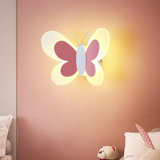 Decorative Butterfly Sconce Light Acrylic Childrens Bedroom LED Wall Mounted Lamp Clearhalo 'Wall Lamps & Sconces' 'Wall Lights' Lighting' 2390026