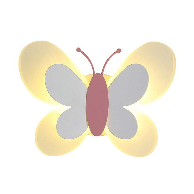 Decorative Butterfly Sconce Light Acrylic Childrens Bedroom LED Wall Mounted Lamp Clearhalo 'Wall Lamps & Sconces' 'Wall Lights' Lighting' 2390028