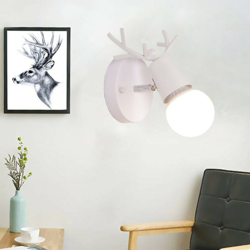 Antler Wall Mounted Reading Light Nordic Metal 1-Light Bedside Wall Lamp with Pivot Joint White Clearhalo 'Wall Lamps & Sconces' 'Wall Lights' Lighting' 2390036