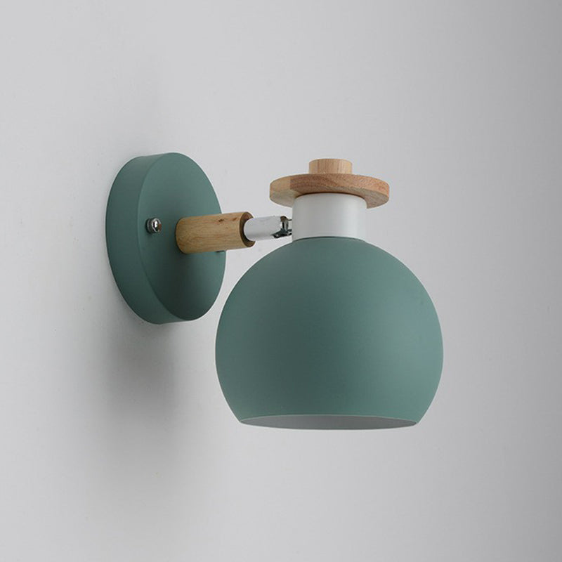 Iron Swivel Shade Reading Lamp Macaron 1 Head Wall Lighting Ideas for Childrens Bedroom Green Globe Clearhalo 'Wall Lamps & Sconces' 'Wall Lights' Lighting' 2390073