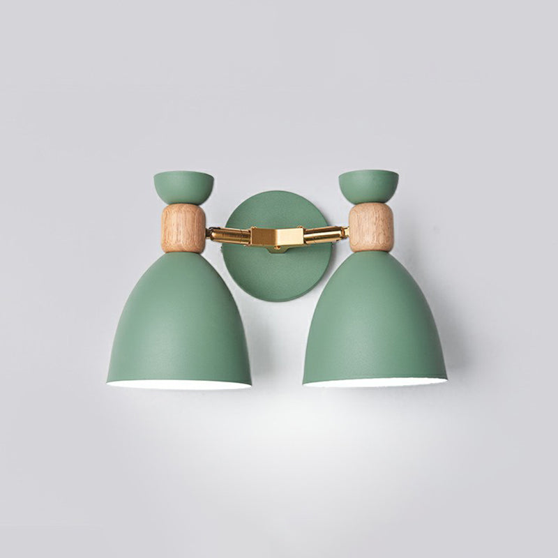 Nordic 2-Head Reading Light Geometric Wall Mounted Lamp with Metal Shade for Bedroom Green Oval Clearhalo 'Wall Lamps & Sconces' 'Wall Lights' Lighting' 2390079