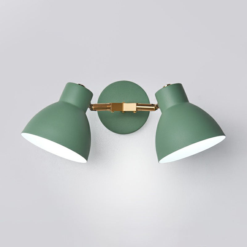 Nordic 2-Head Reading Light Geometric Wall Mounted Lamp with Metal Shade for Bedroom Green Wide Flare Clearhalo 'Wall Lamps & Sconces' 'Wall Lights' Lighting' 2390082