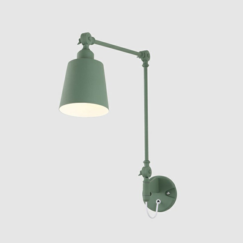 Tapered Task Wall Sconce Nordic Metal 1-Light Living Room Wall Mounted Light with Swing Arm Green Plug In Clearhalo 'Wall Lamps & Sconces' 'Wall Lights' Lighting' 2390091