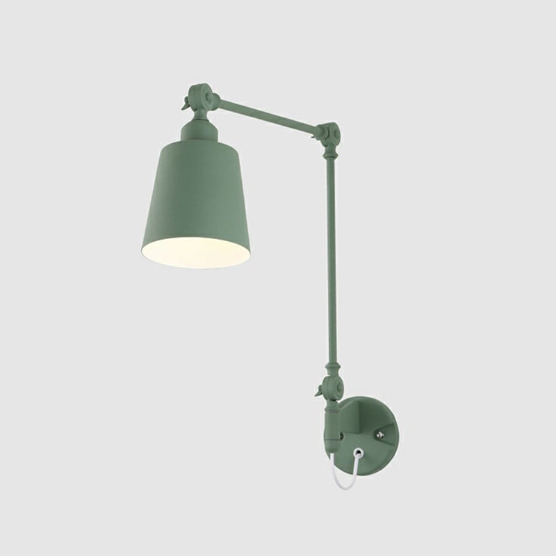 Tapered Task Wall Sconce Nordic Metal 1-Light Living Room Wall Mounted Light with Swing Arm Green Hardwired Clearhalo 'Wall Lamps & Sconces' 'Wall Lights' Lighting' 2390092