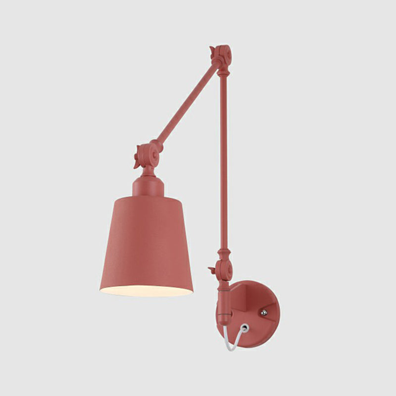 Tapered Task Wall Sconce Nordic Metal 1-Light Living Room Wall Mounted Light with Swing Arm Red Plug In Clearhalo 'Wall Lamps & Sconces' 'Wall Lights' Lighting' 2390094