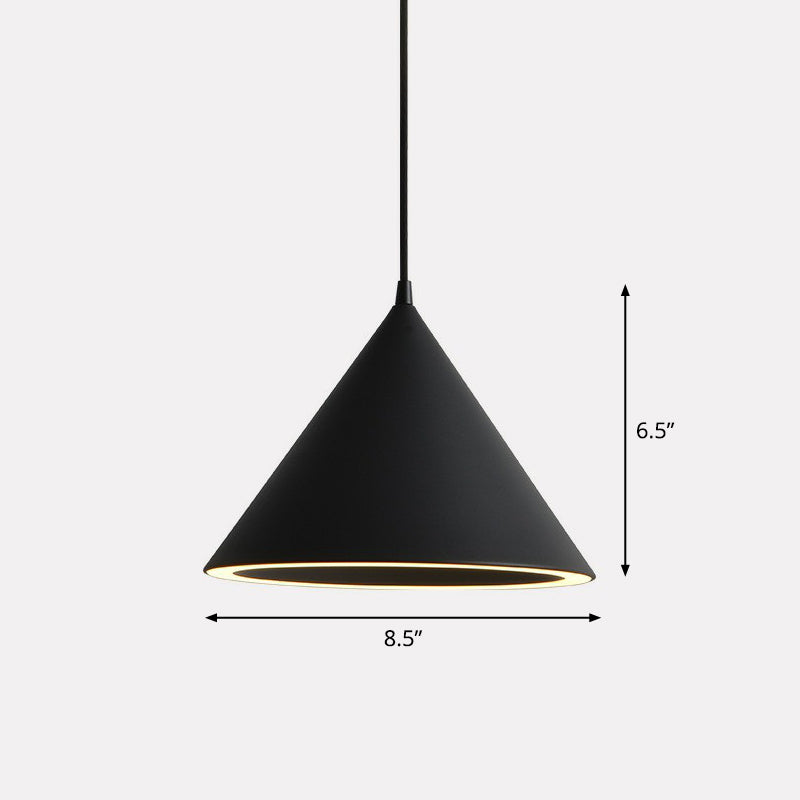 Aluminum Conic Pendant Light Nordic Style LED Hanging Ceiling Light for Dining Room Clearhalo 'Ceiling Lights' 'Pendant Lights' 'Pendants' Lighting' options 2390104