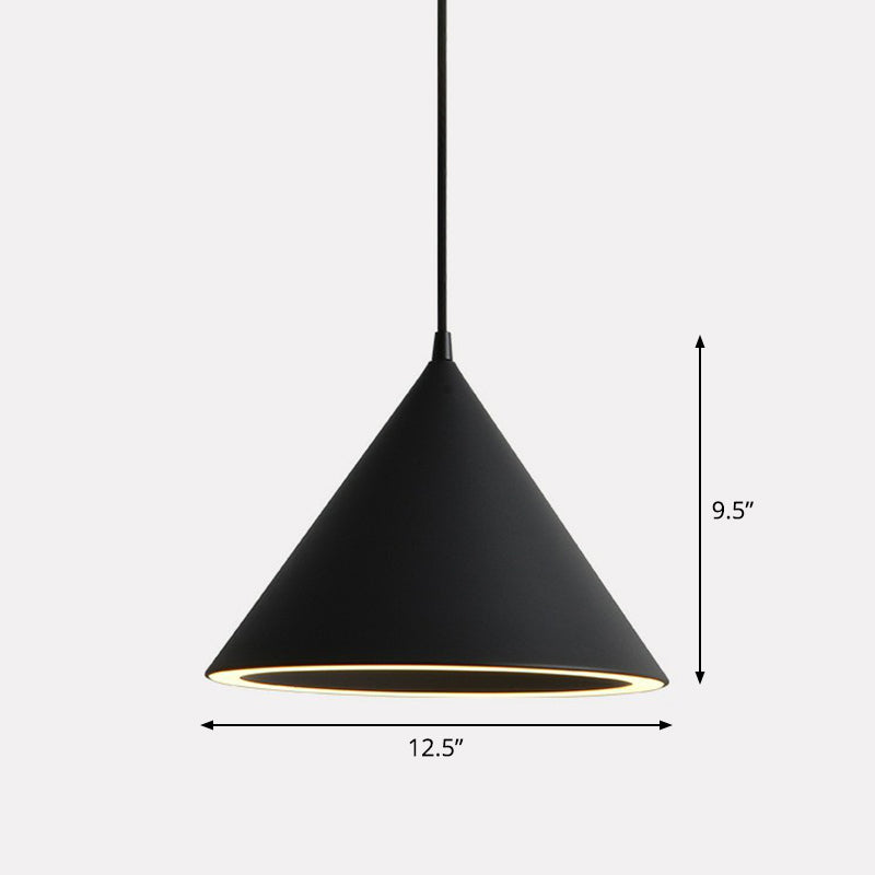 Aluminum Conic Pendant Light Nordic Style LED Hanging Ceiling Light for Dining Room Clearhalo 'Ceiling Lights' 'Pendant Lights' 'Pendants' Lighting' options 2390105