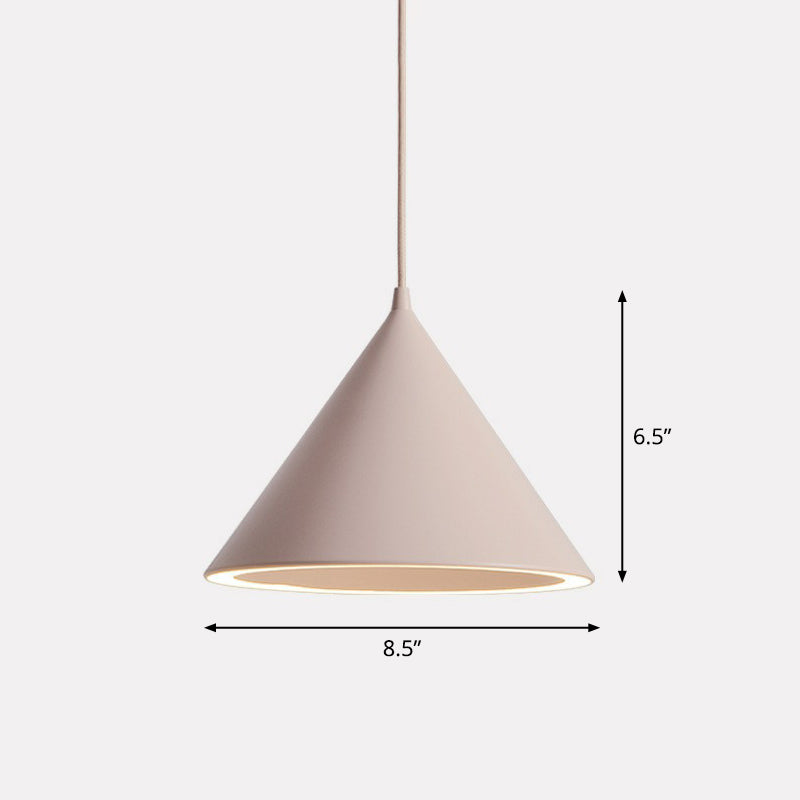 Aluminum Conic Pendant Light Nordic Style LED Hanging Ceiling Light for Dining Room Clearhalo 'Ceiling Lights' 'Pendant Lights' 'Pendants' Lighting' options 2390106