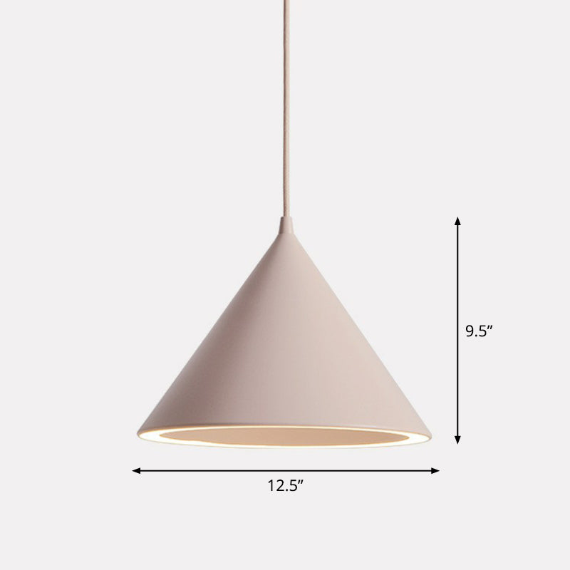 Aluminum Conic Pendant Light Nordic Style LED Hanging Ceiling Light for Dining Room Clearhalo 'Ceiling Lights' 'Pendant Lights' 'Pendants' Lighting' options 2390107