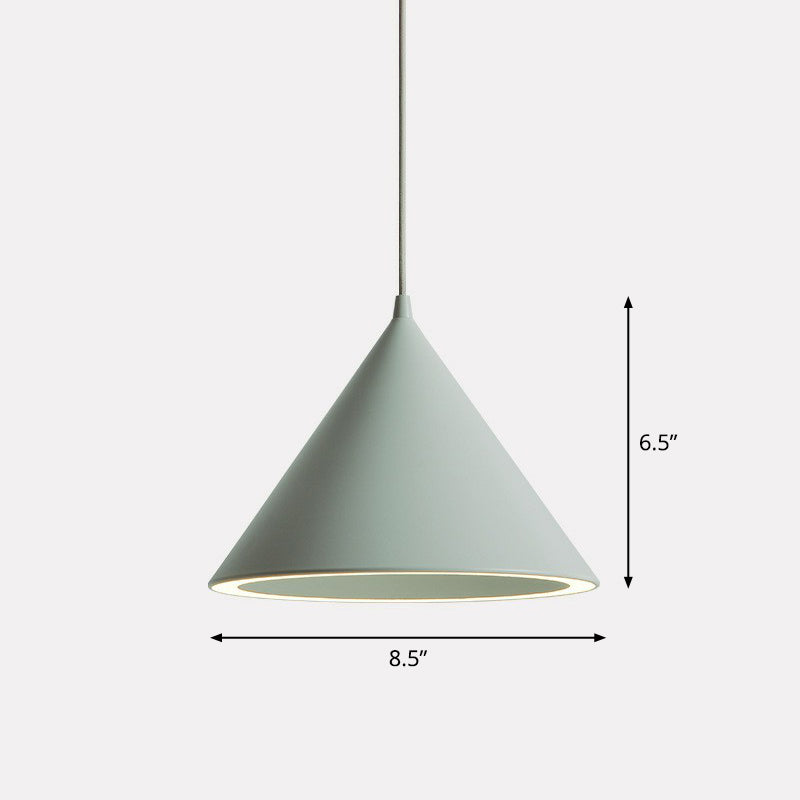 Aluminum Conic Pendant Light Nordic Style LED Hanging Ceiling Light for Dining Room Clearhalo 'Ceiling Lights' 'Pendant Lights' 'Pendants' Lighting' options 2390108