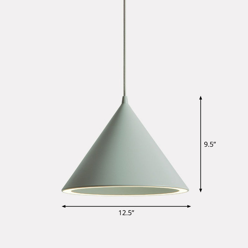 Aluminum Conic Pendant Light Nordic Style LED Hanging Ceiling Light for Dining Room Clearhalo 'Ceiling Lights' 'Pendant Lights' 'Pendants' Lighting' options 2390109