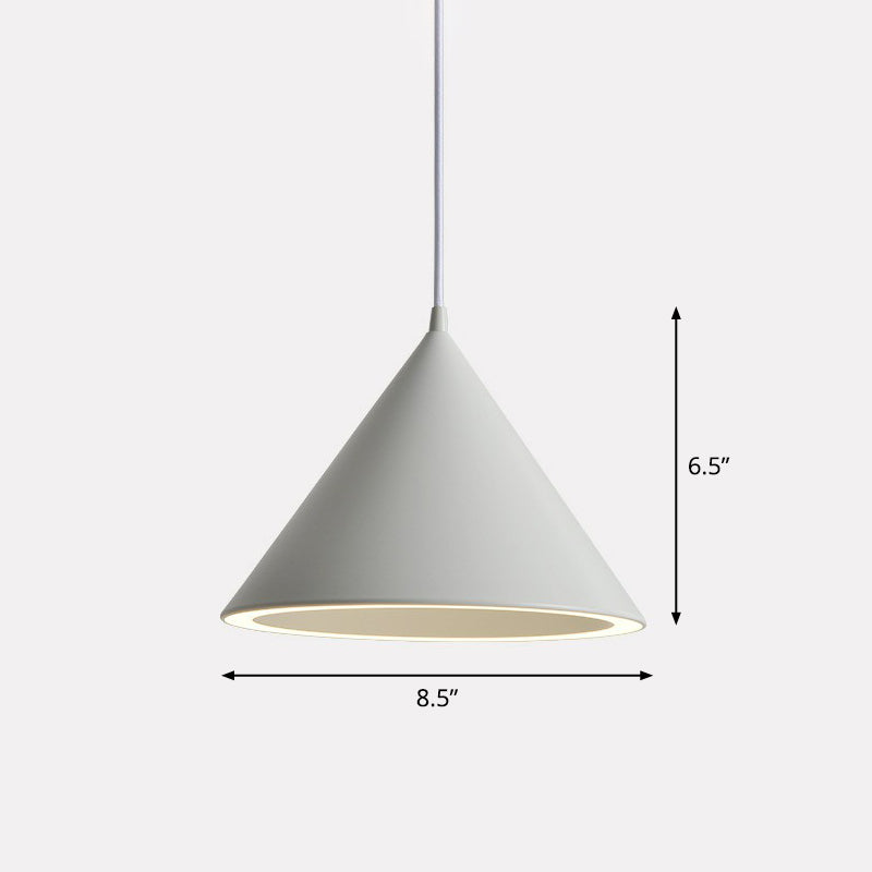 Aluminum Conic Pendant Light Nordic Style LED Hanging Ceiling Light for Dining Room Clearhalo 'Ceiling Lights' 'Pendant Lights' 'Pendants' Lighting' options 2390110