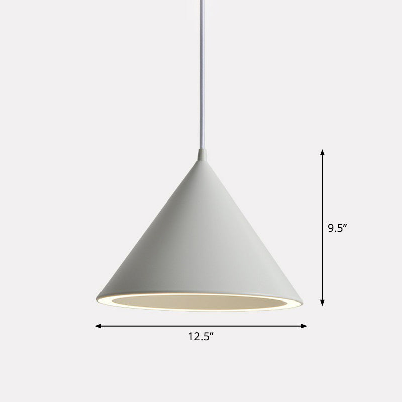 Aluminum Conic Pendant Light Nordic Style LED Hanging Ceiling Light for Dining Room Clearhalo 'Ceiling Lights' 'Pendant Lights' 'Pendants' Lighting' options 2390111