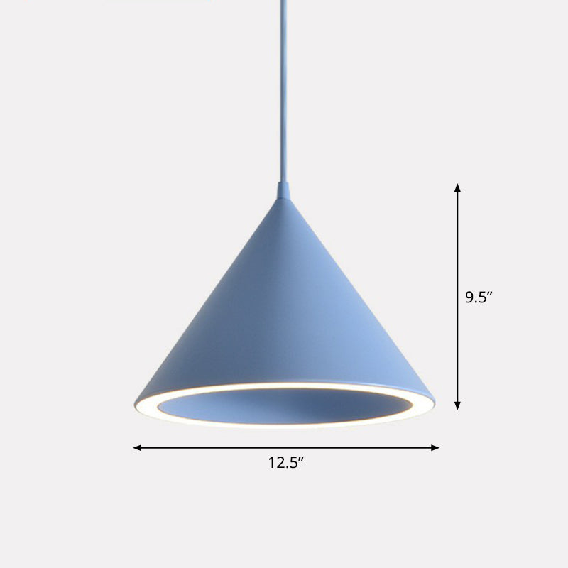 Aluminum Conic Pendant Light Nordic Style LED Hanging Ceiling Light for Dining Room Clearhalo 'Ceiling Lights' 'Pendant Lights' 'Pendants' Lighting' options 2390113