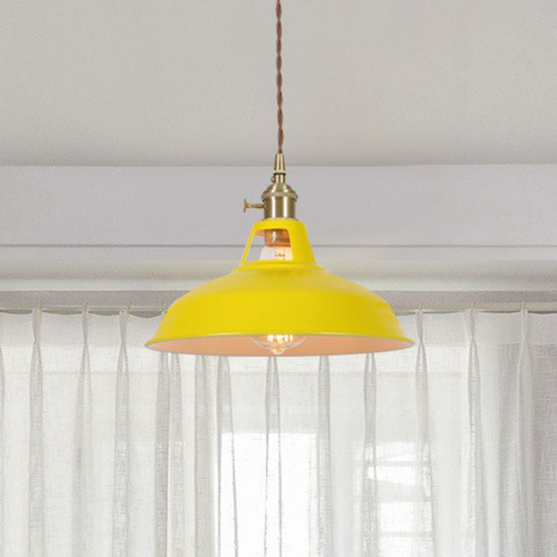 Barn Shaped Suspension Light Macaron Metal 1-Light Restaurant Drop Pendant with Vent Design Clearhalo 'Ceiling Lights' 'Pendant Lights' 'Pendants' Lighting' 2390131