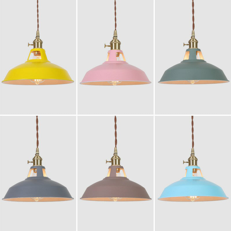 Barn Shaped Suspension Light Macaron Metal 1-Light Restaurant Drop Pendant with Vent Design Clearhalo 'Ceiling Lights' 'Pendant Lights' 'Pendants' Lighting' 2390135