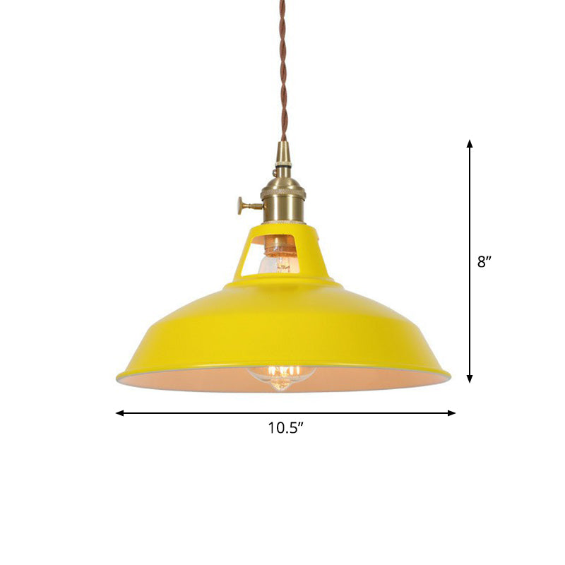 Barn Shaped Suspension Light Macaron Metal 1-Light Restaurant Drop Pendant with Vent Design Yellow Clearhalo 'Ceiling Lights' 'Pendant Lights' 'Pendants' Lighting' 2390136