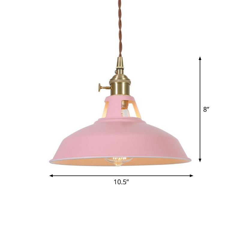 Barn Shaped Suspension Light Macaron Metal 1-Light Restaurant Drop Pendant with Vent Design Pink Clearhalo 'Ceiling Lights' 'Pendant Lights' 'Pendants' Lighting' 2390137