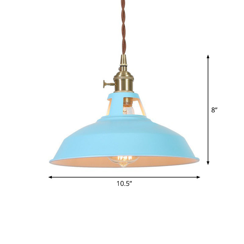 Barn Shaped Suspension Light Macaron Metal 1-Light Restaurant Drop Pendant with Vent Design Blue Clearhalo 'Ceiling Lights' 'Pendant Lights' 'Pendants' Lighting' 2390141