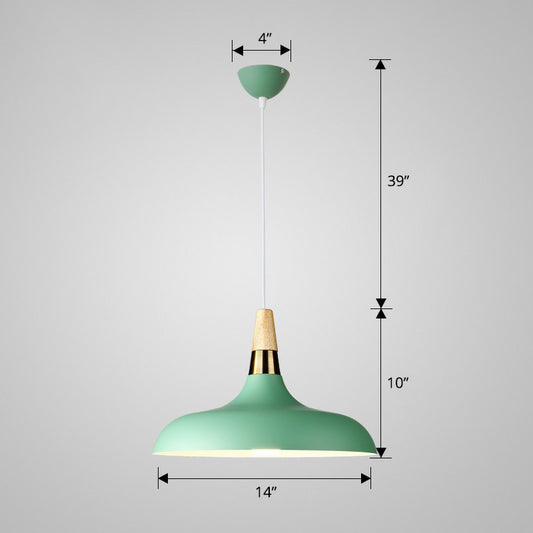 Aluminum Onion Shaped Pendant Light Macaron Single-Bulb Hanging Light Fixture over Dining Table Green 14" Clearhalo 'Ceiling Lights' 'Pendant Lights' 'Pendants' Lighting' 2390145