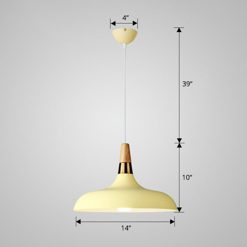 Aluminum Onion Shaped Pendant Light Macaron Single-Bulb Hanging Light Fixture over Dining Table Yellow 14" Clearhalo 'Ceiling Lights' 'Pendant Lights' 'Pendants' Lighting' 2390149