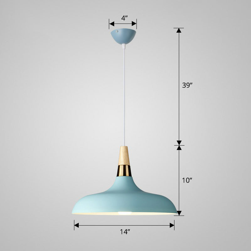 Aluminum Onion Shaped Pendant Light Macaron Single-Bulb Hanging Light Fixture over Dining Table Blue 14" Clearhalo 'Ceiling Lights' 'Pendant Lights' 'Pendants' Lighting' 2390153