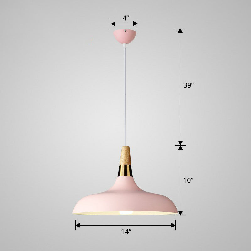 Aluminum Onion Shaped Pendant Light Macaron Single-Bulb Hanging Light Fixture over Dining Table Pink 14" Clearhalo 'Ceiling Lights' 'Pendant Lights' 'Pendants' Lighting' 2390155