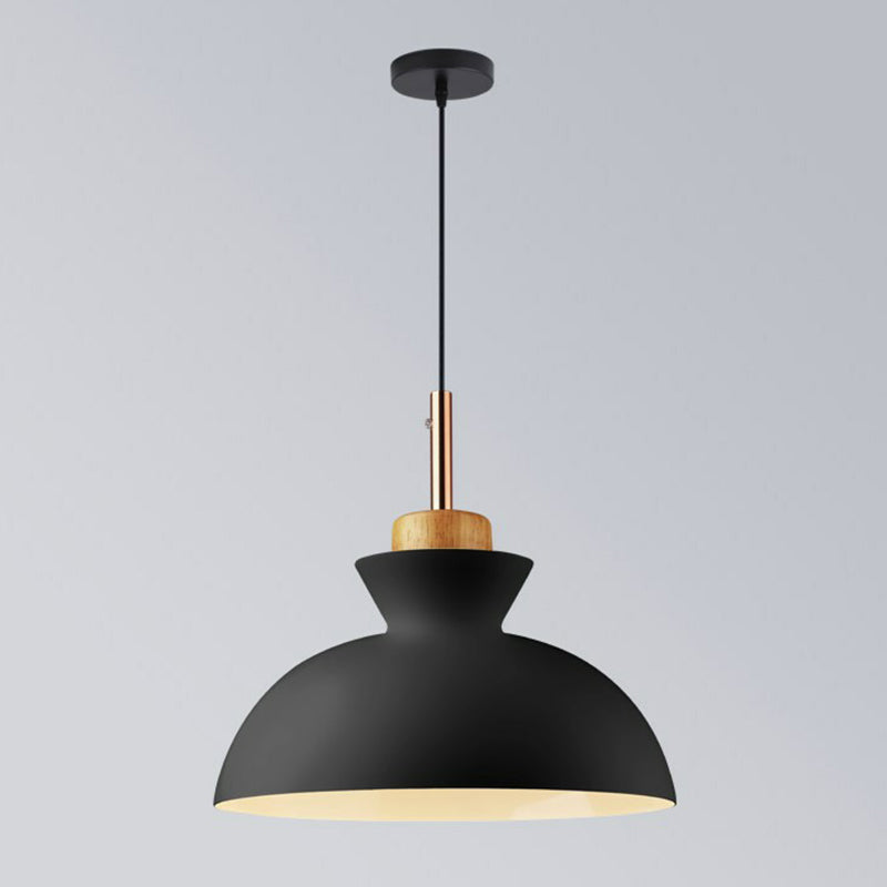 Cookware Metal Pendant Lamp Nordic 1 Head Suspended Lighting Fixture for Dining Room Black 11" Clearhalo 'Ceiling Lights' 'Pendant Lights' 'Pendants' Lighting' 2390166