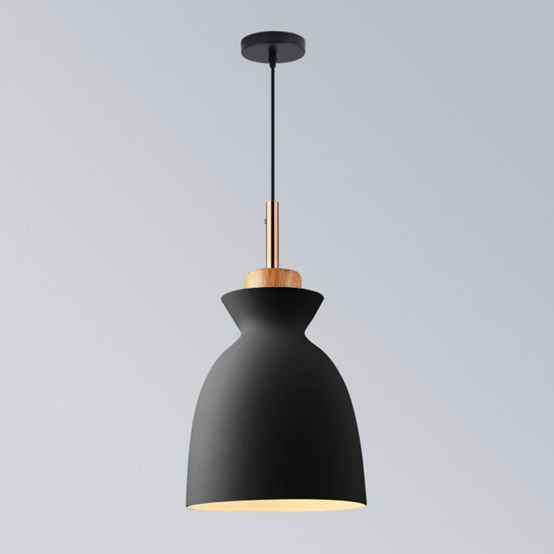 Cookware Metal Pendant Lamp Nordic 1 Head Suspended Lighting Fixture for Dining Room Black 7.5" Clearhalo 'Ceiling Lights' 'Pendant Lights' 'Pendants' Lighting' 2390167