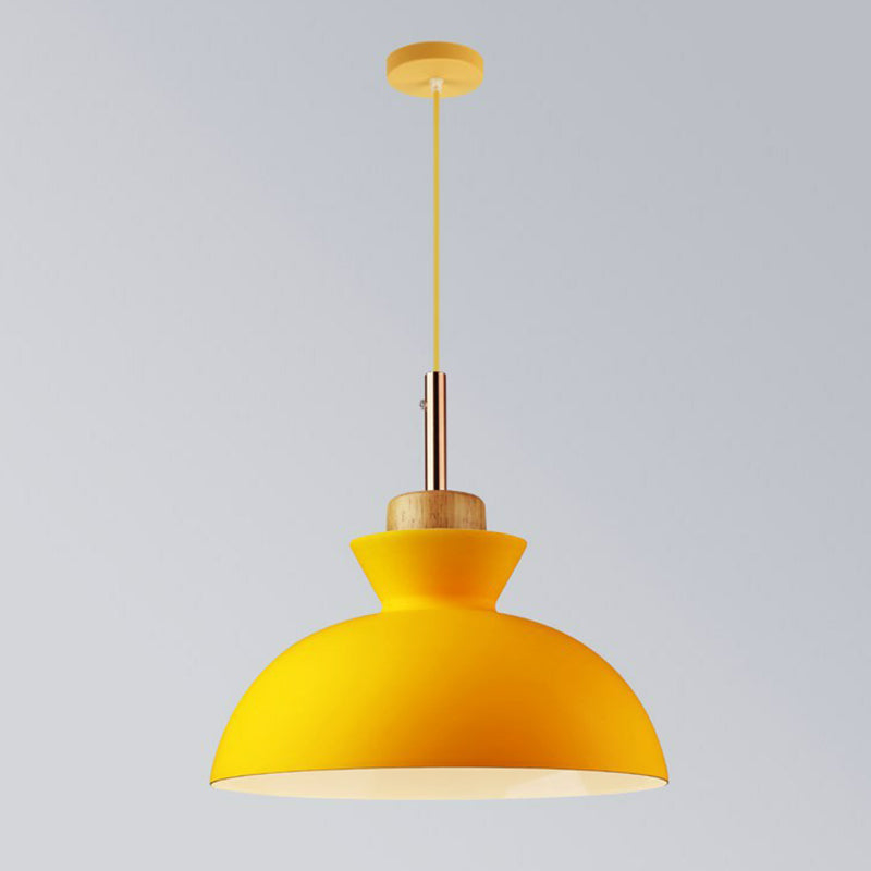 Cookware Metal Pendant Lamp Nordic 1 Head Suspended Lighting Fixture for Dining Room Yellow 11" Clearhalo 'Ceiling Lights' 'Pendant Lights' 'Pendants' Lighting' 2390168