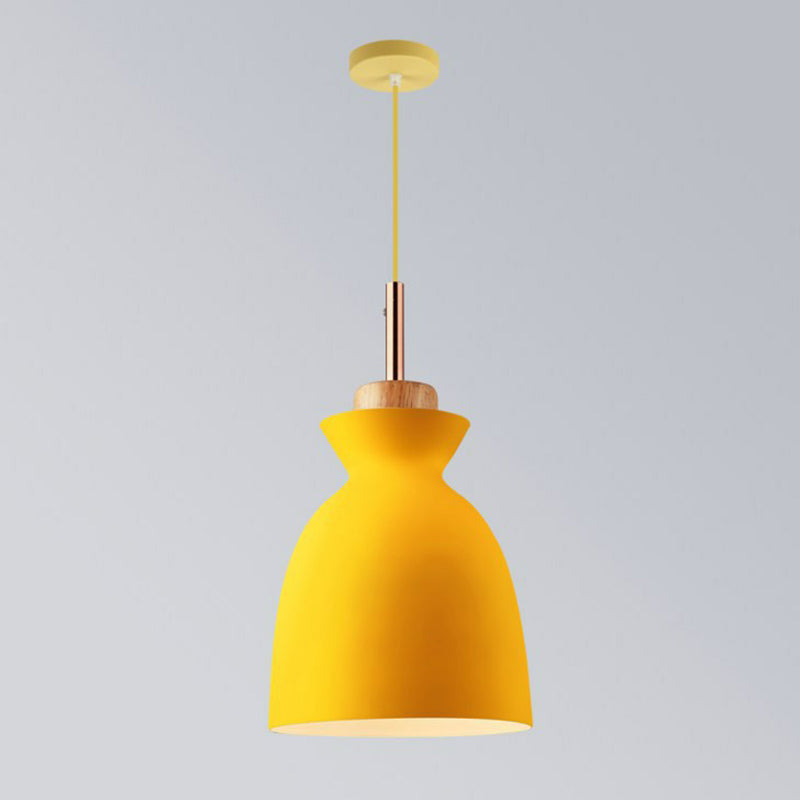 Cookware Metal Pendant Lamp Nordic 1 Head Suspended Lighting Fixture for Dining Room Yellow 7.5" Clearhalo 'Ceiling Lights' 'Pendant Lights' 'Pendants' Lighting' 2390171