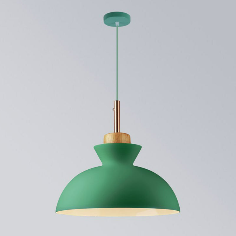 Cookware Metal Pendant Lamp Nordic 1 Head Suspended Lighting Fixture for Dining Room Green 11" Clearhalo 'Ceiling Lights' 'Pendant Lights' 'Pendants' Lighting' 2390175