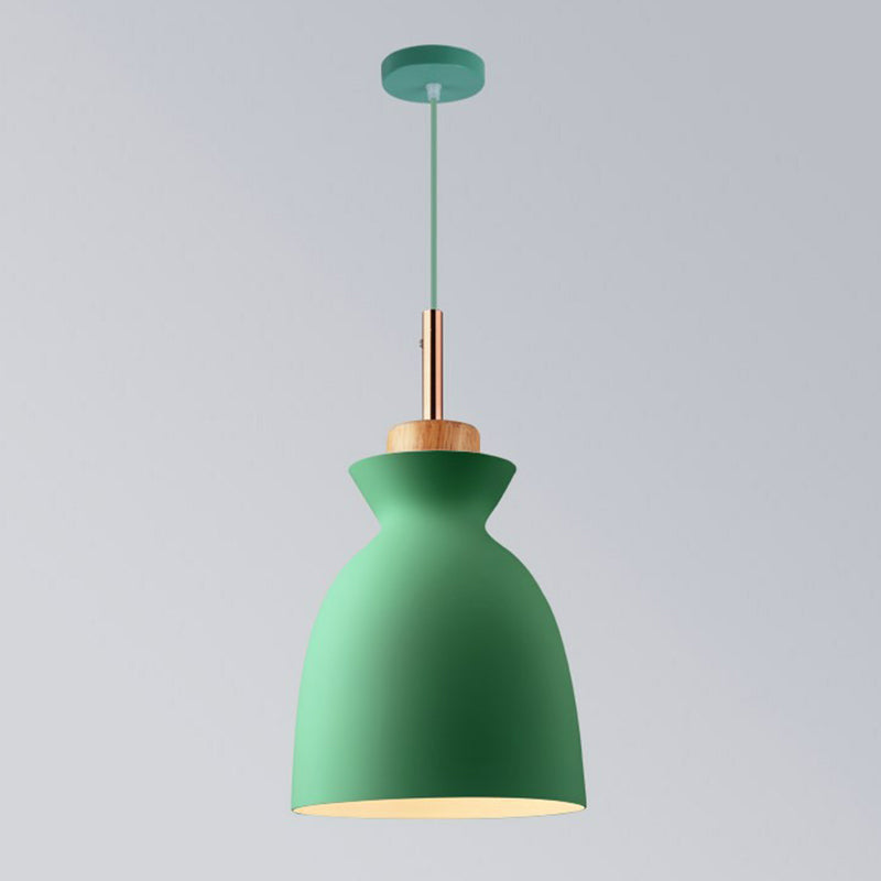 Cookware Metal Pendant Lamp Nordic 1 Head Suspended Lighting Fixture for Dining Room Green 7.5" Clearhalo 'Ceiling Lights' 'Pendant Lights' 'Pendants' Lighting' 2390176