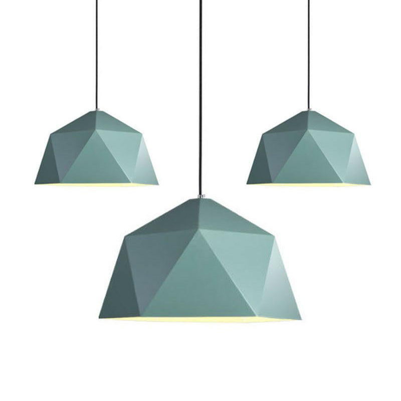 Diamond Shaped Suspension Lamp Nordic Metallic 1-Light Restaurant Hanging Pendant Light Clearhalo 'Ceiling Lights' 'Pendant Lights' 'Pendants' Lighting' 2390192