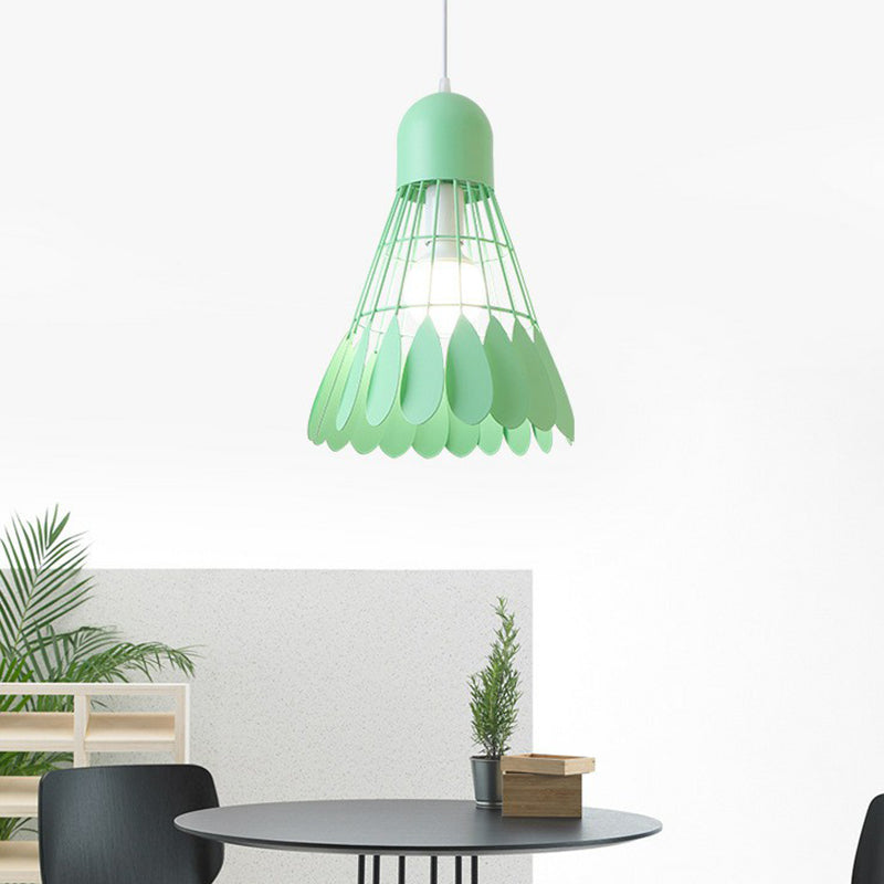 Badminton Pendant Light Fixture Macaron Iron 1-Bulb Hanging Lamp for Dining Room Green Clearhalo 'Ceiling Lights' 'Pendant Lights' 'Pendants' Lighting' 2390195