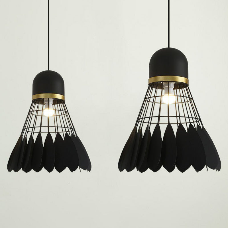 Badminton Pendant Light Fixture Macaron Iron 1-Bulb Hanging Lamp for Dining Room Black Clearhalo 'Ceiling Lights' 'Pendant Lights' 'Pendants' Lighting' 2390199