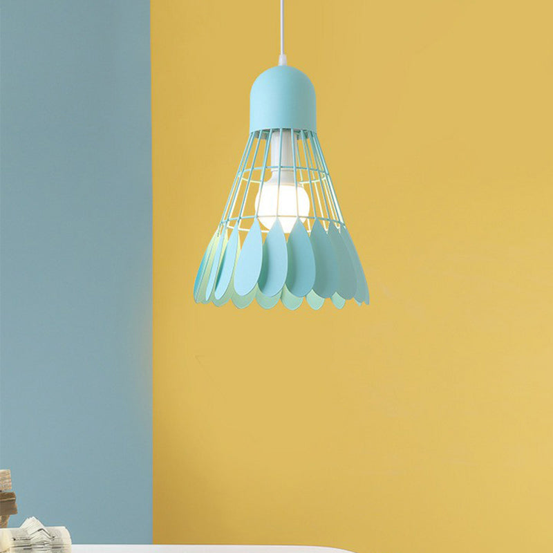 Badminton Pendant Light Fixture Macaron Iron 1-Bulb Hanging Lamp for Dining Room Clearhalo 'Ceiling Lights' 'Pendant Lights' 'Pendants' Lighting' 2390202