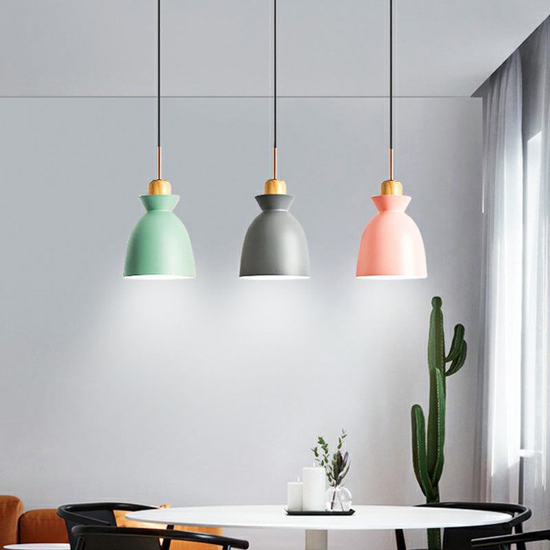 Macaron 3-Light Pendant Lamp Black Geometric Multi Ceiling Light with Metal Shade for Restaurant Clearhalo 'Ceiling Lights' 'Pendant Lights' 'Pendants' Lighting' 2390208